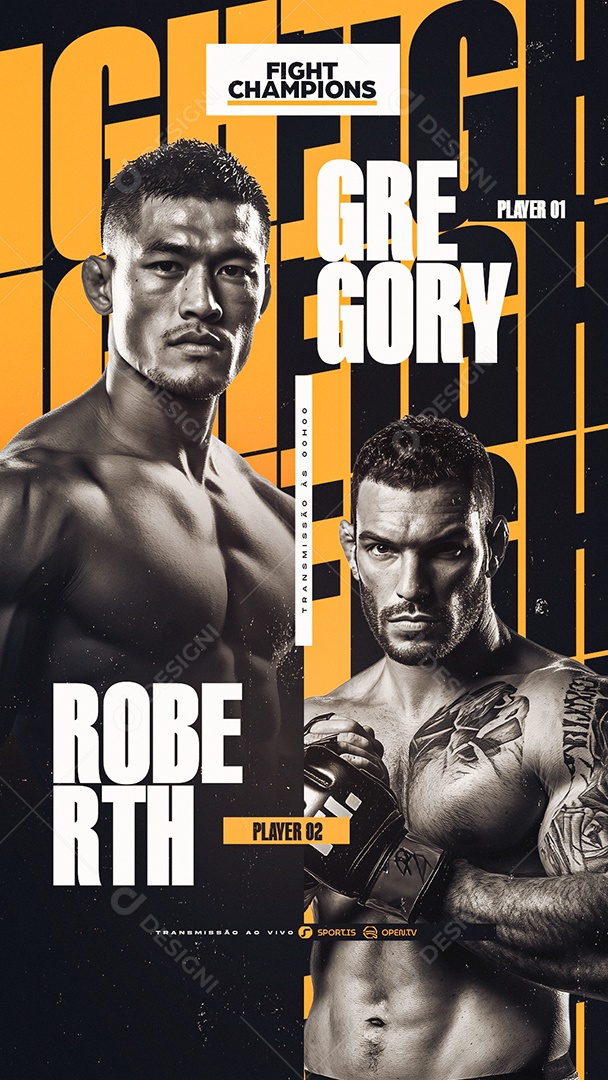 Story Campeonato De Luta Masculina Fight Champions Social Media PSD Editável