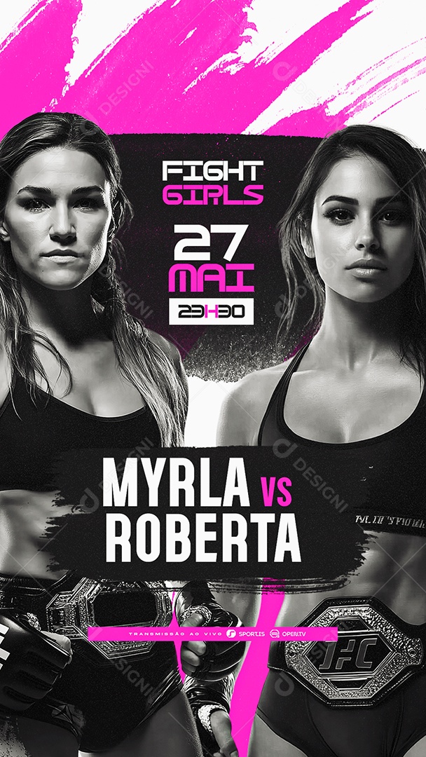 Story Campeonato de Lutas Feminina Fight Girls Social Media PSD Editável