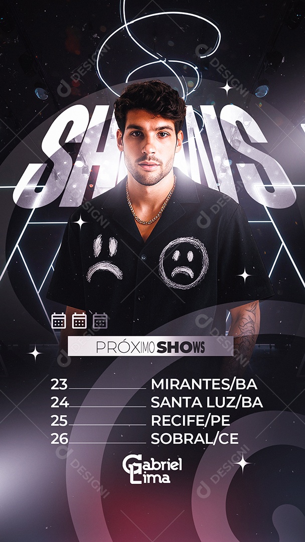 Story Flyer Próximos Shows Gabriel Lima Social Media PSD Editável
