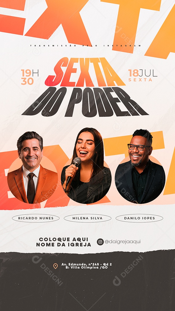 Story Flyer Gospel Sexta Do Poder Social Media PSD Editável