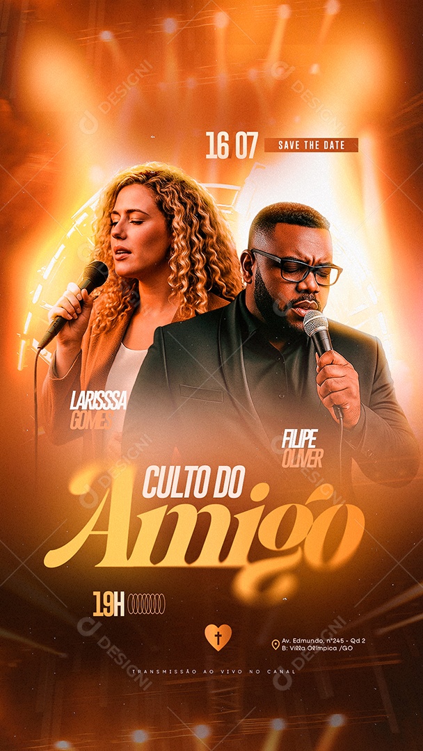 Story Flyer Gospel Culto Do Amigo Social Media PSD Editável