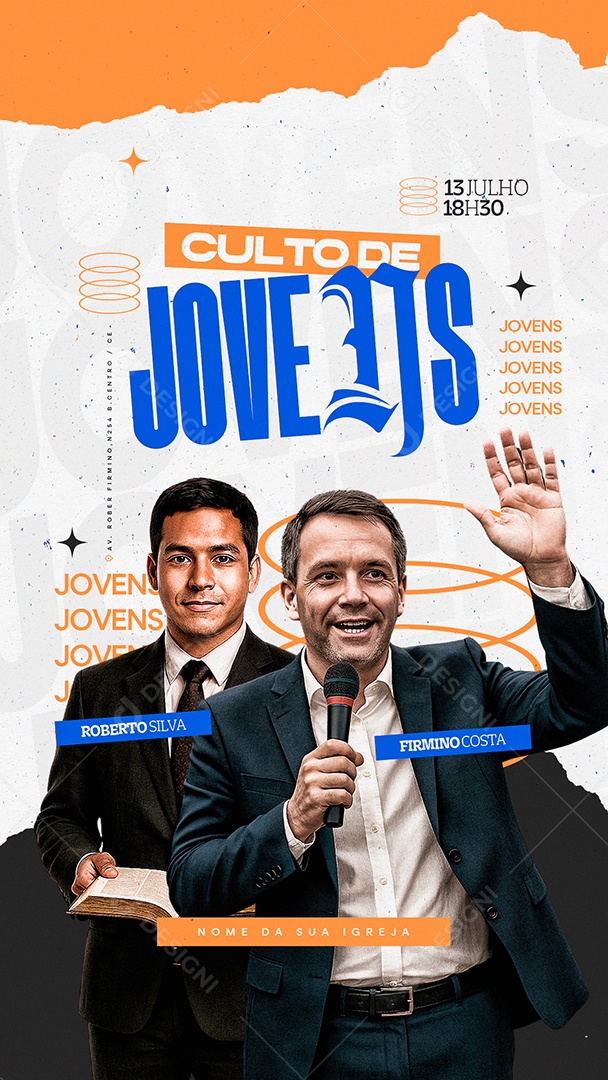 Story Flyer Gospel Culto de Jovens Social Media PSD Editável