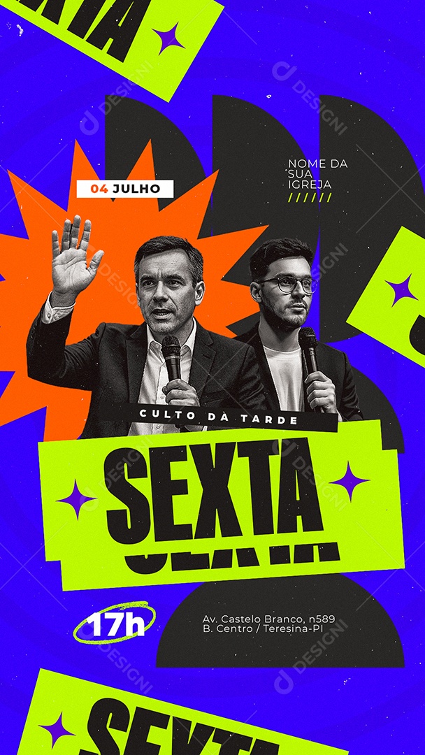 Story Flyer Gospel Culto Da Tarde Sexta Social Media PSD Editável