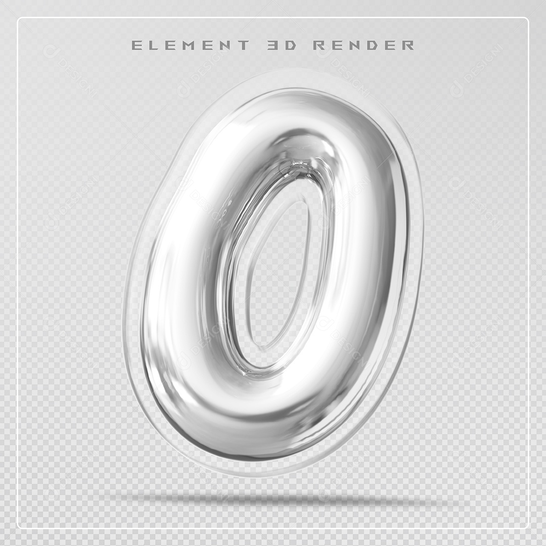 Elemento 3D Letra O Prata Para Composição PSD