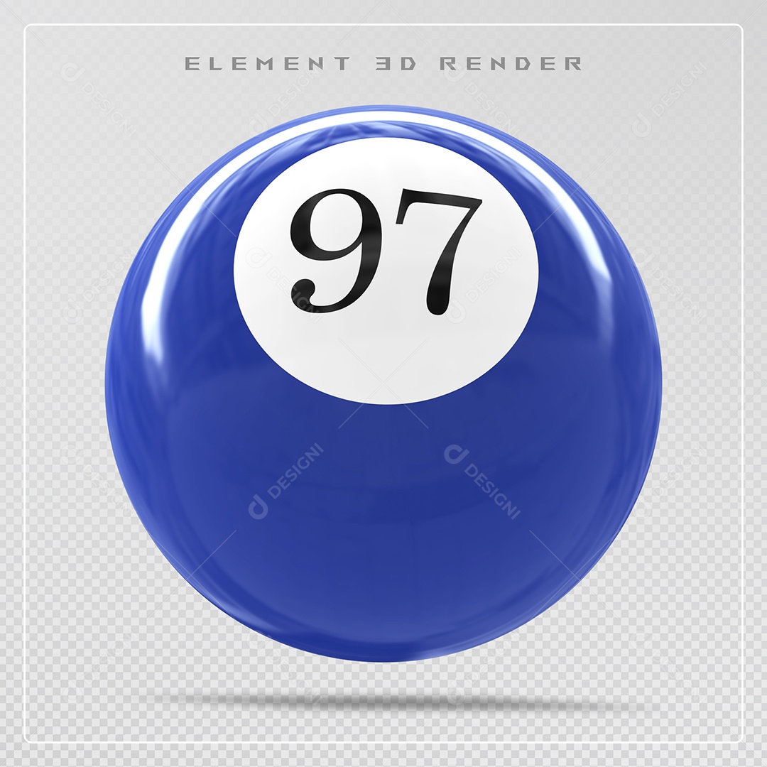 Bola de Bilhar Número 15 Azul Elemento 3D para Composição PSD