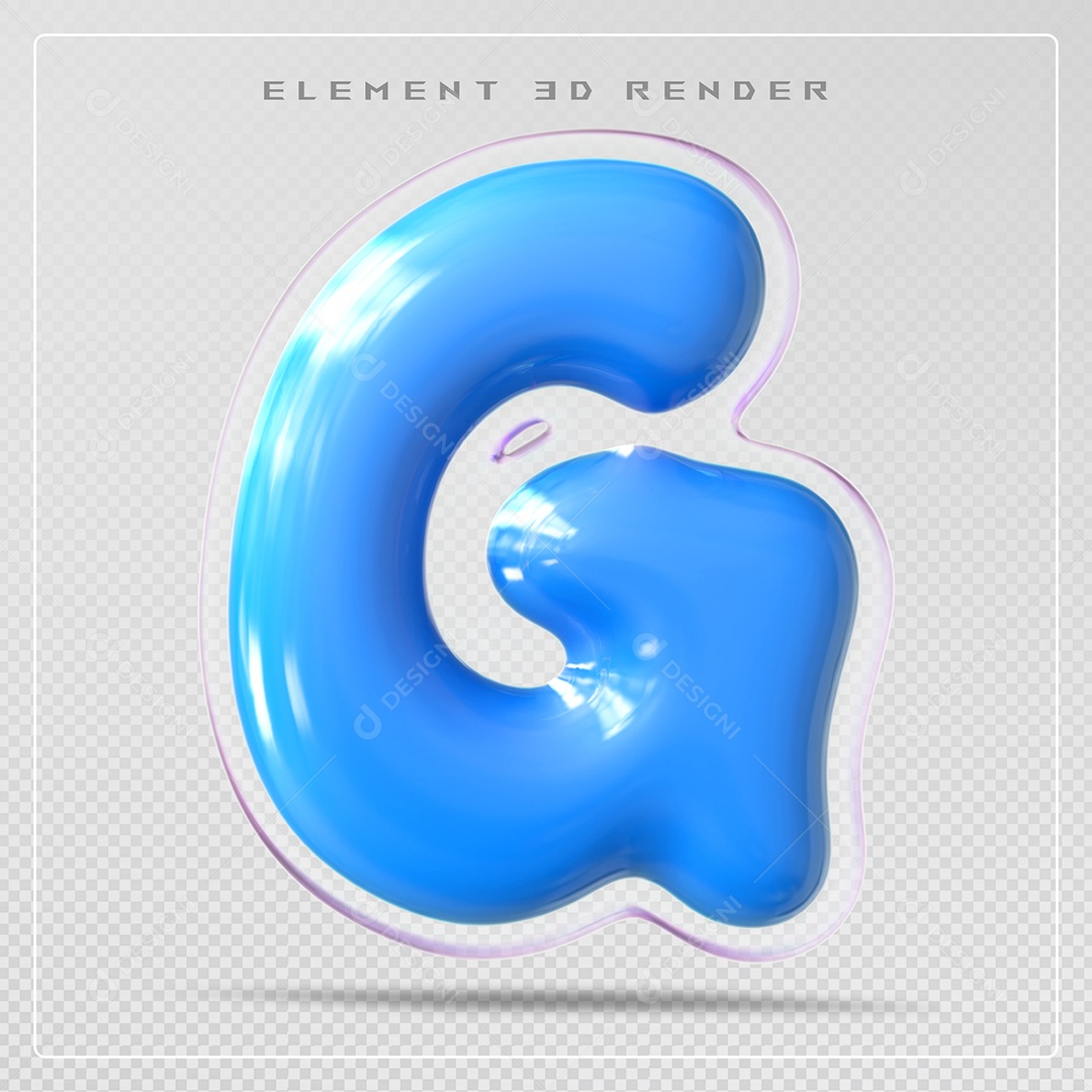 Elemento 3D Letra I Azul Para Composição PSD