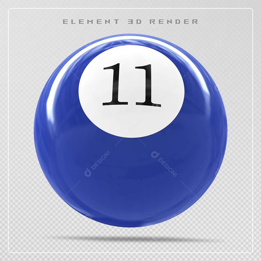 Bola de Bilhar Número 15 Azul Elemento 3D para Composição PSD