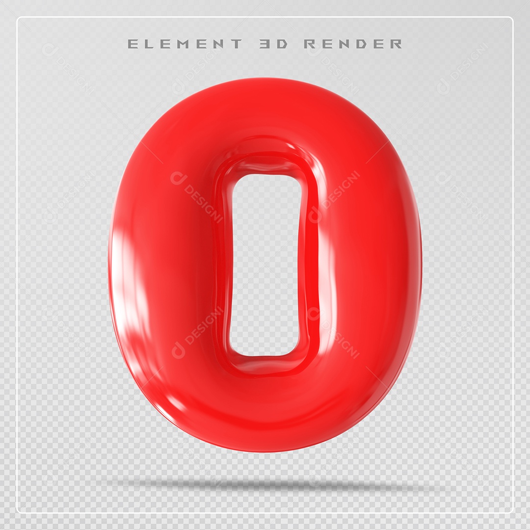 Elemento 3D Letra O Vermelho Para Composição PSD