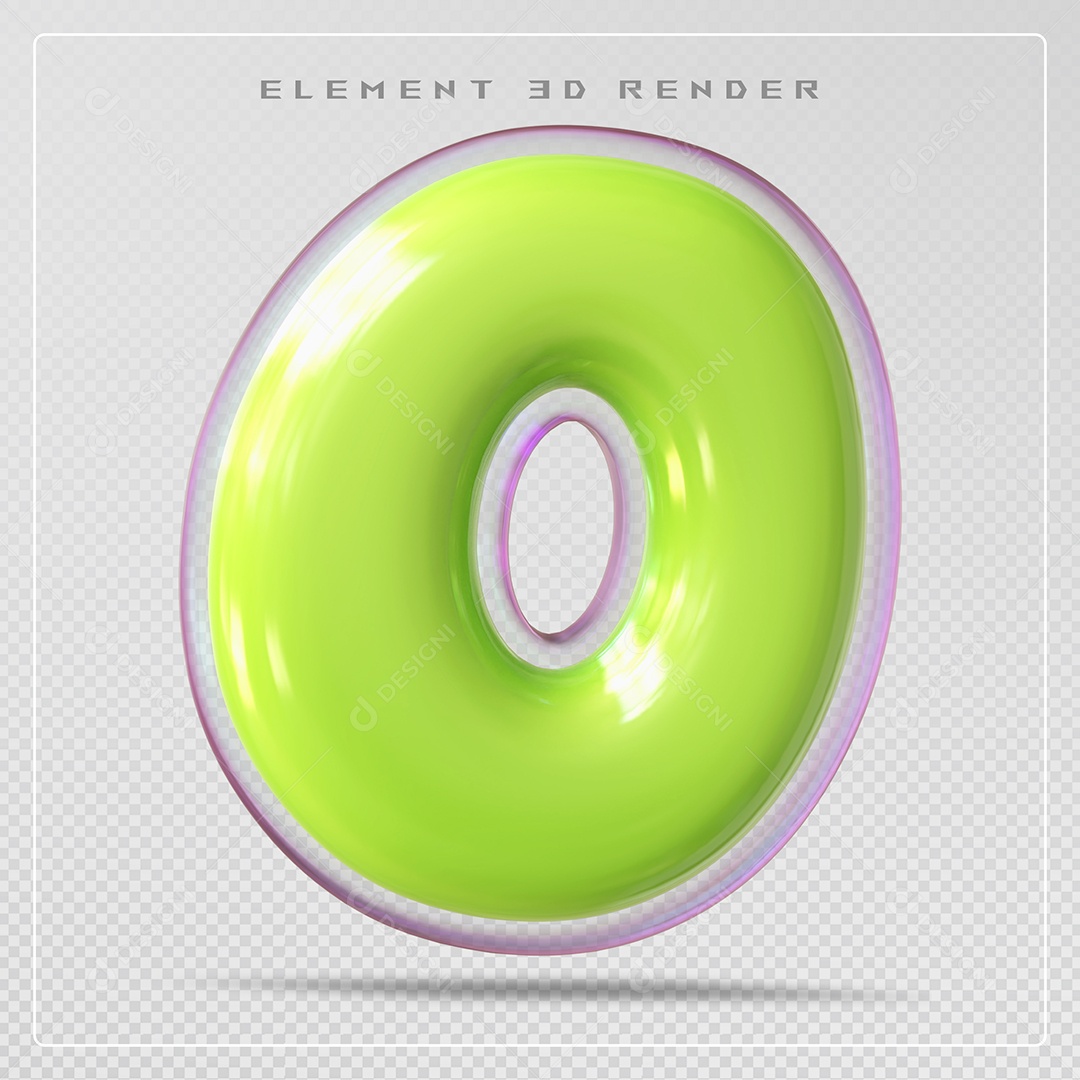 Elemento 3D Letra O Verde Para Composição PSD