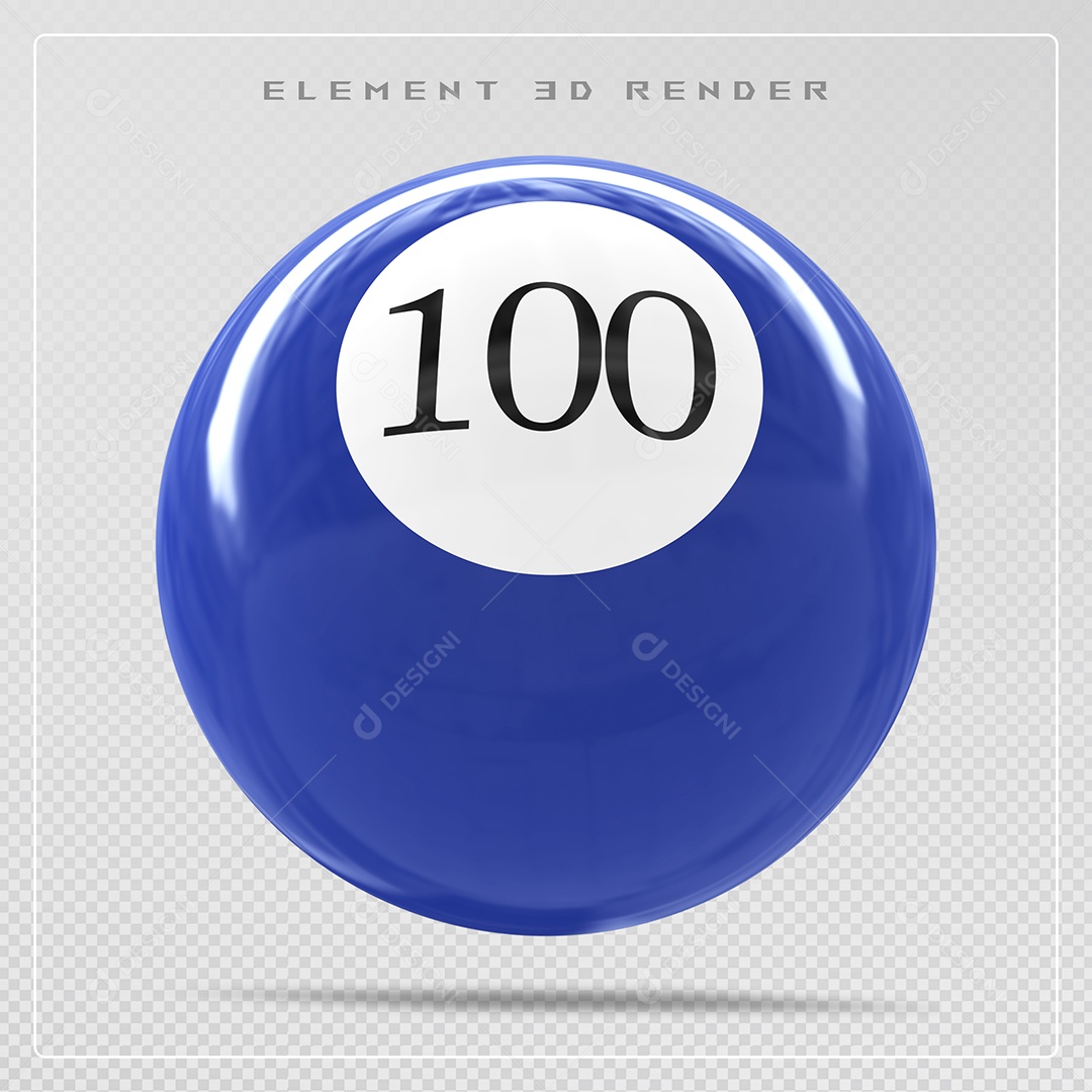 Bola de Bilhar Número 15 Azul Elemento 3D para Composição PSD