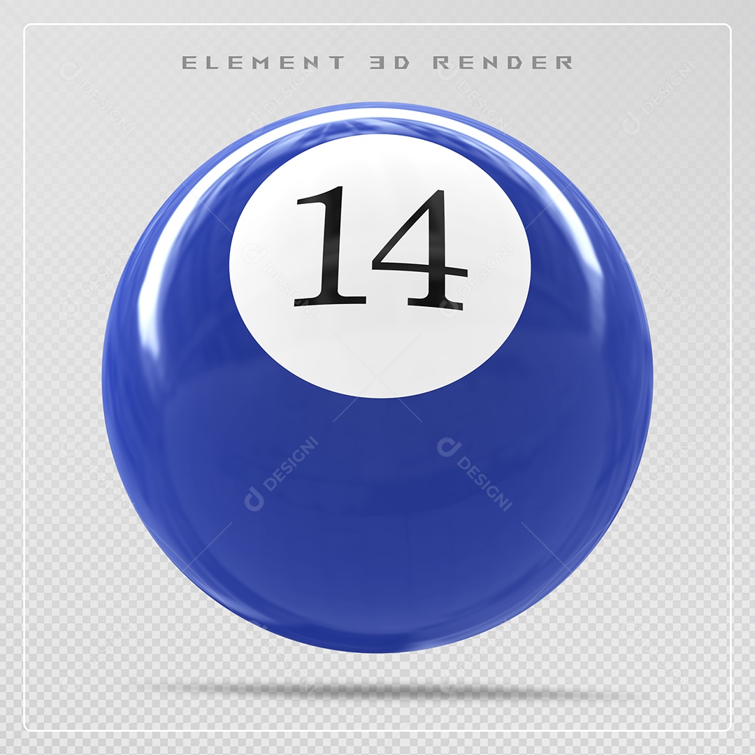 Bola de Bilhar Número 15 Azul Elemento 3D para Composição PSD