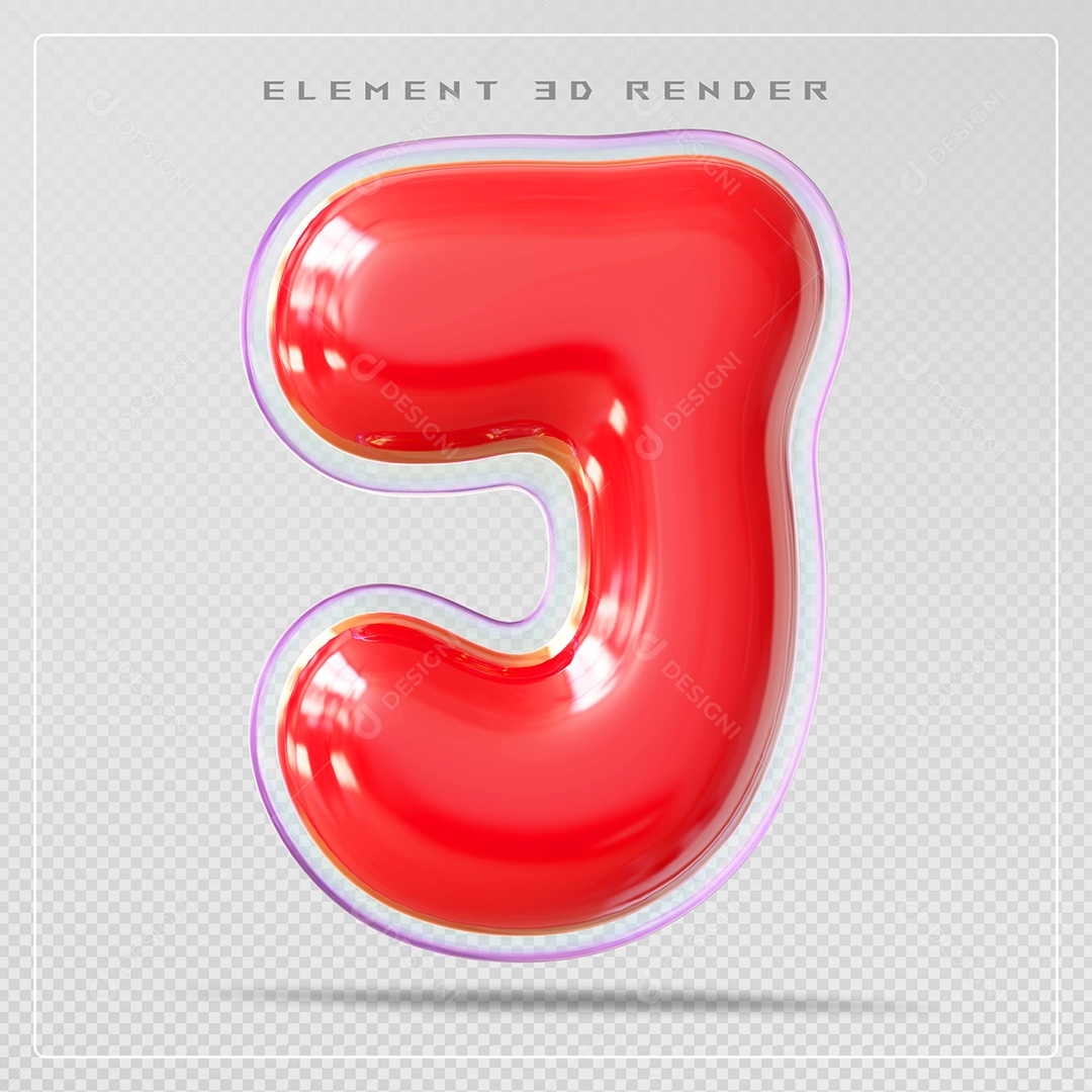 Elemento 3D Letra J Vermelho Para Composição PSD