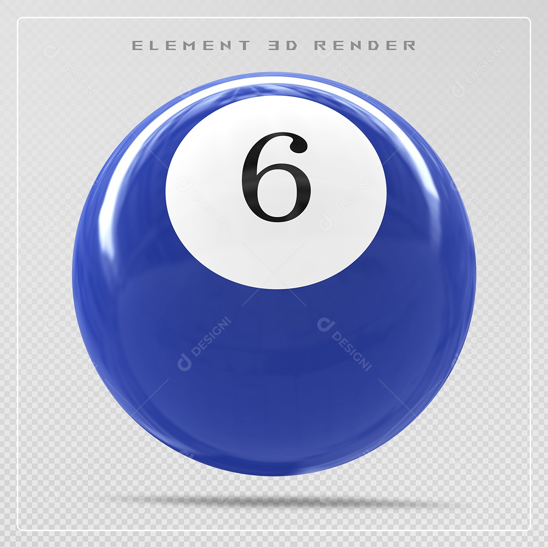 Bola de Bilhar Número 15 Azul Elemento 3D para Composição PSD