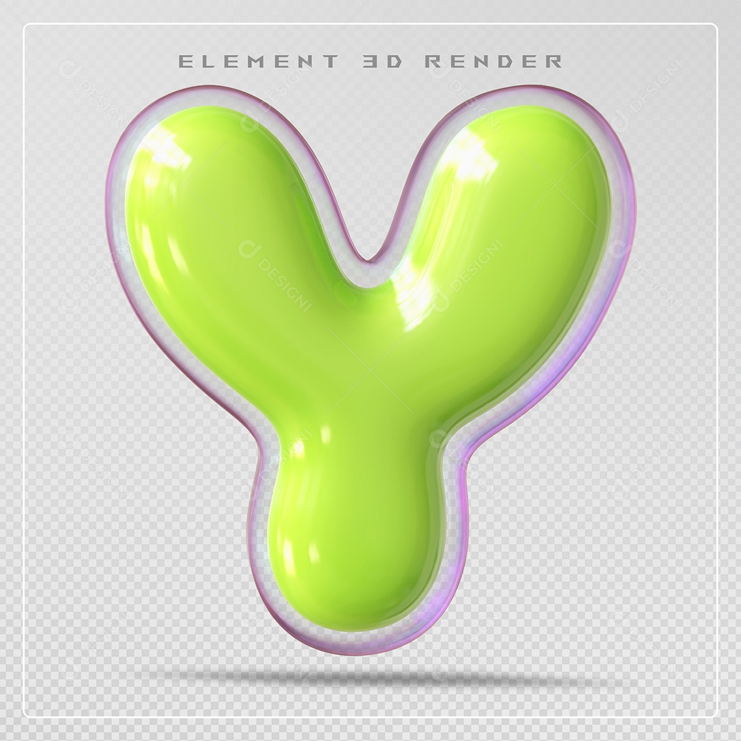 Elemento 3D Letra Y Verde Para Composição PSD
