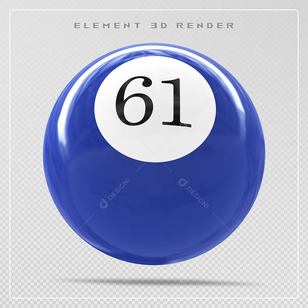 Bola de Bilhar Número 15 Azul Elemento 3D para Composição PSD