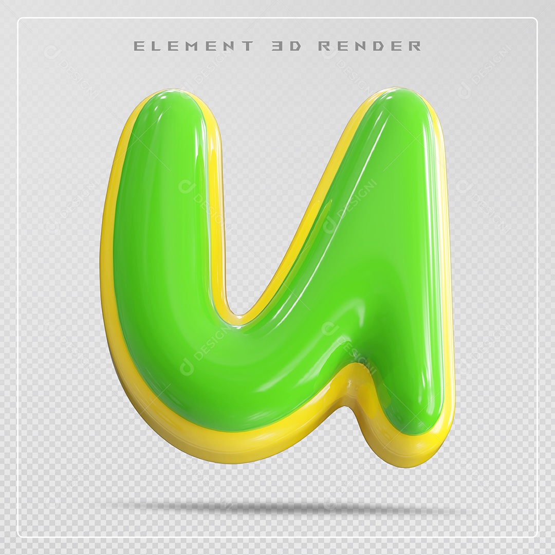 Elemento 3D Letra N Verde Para Composição PSD