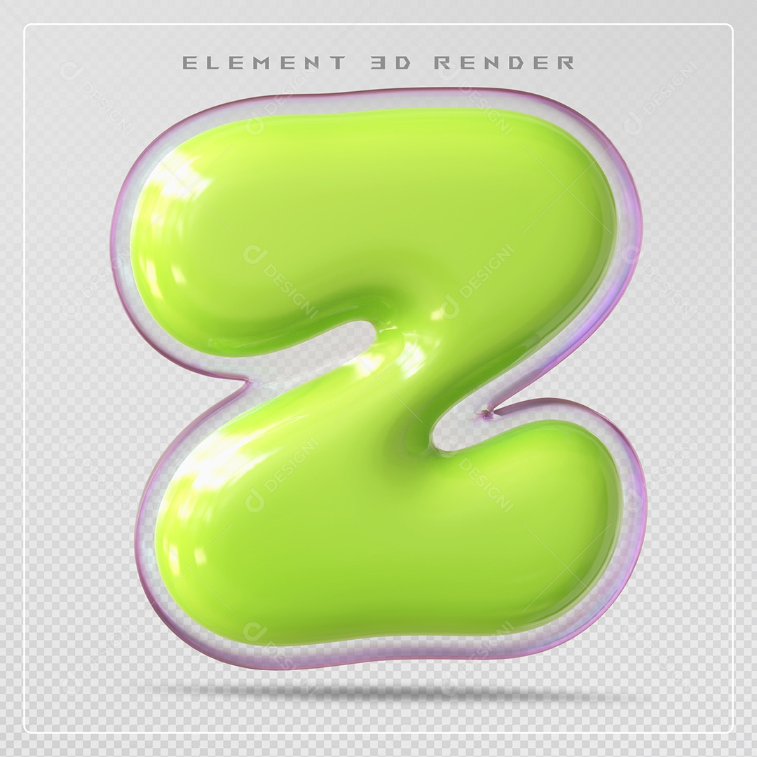 Elemento 3D Letra L Verde Para Composição PSD