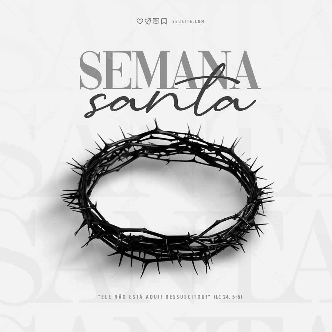 Semana Santa Ele Não Está Aqui Ressucitou Social Media PSD Editável