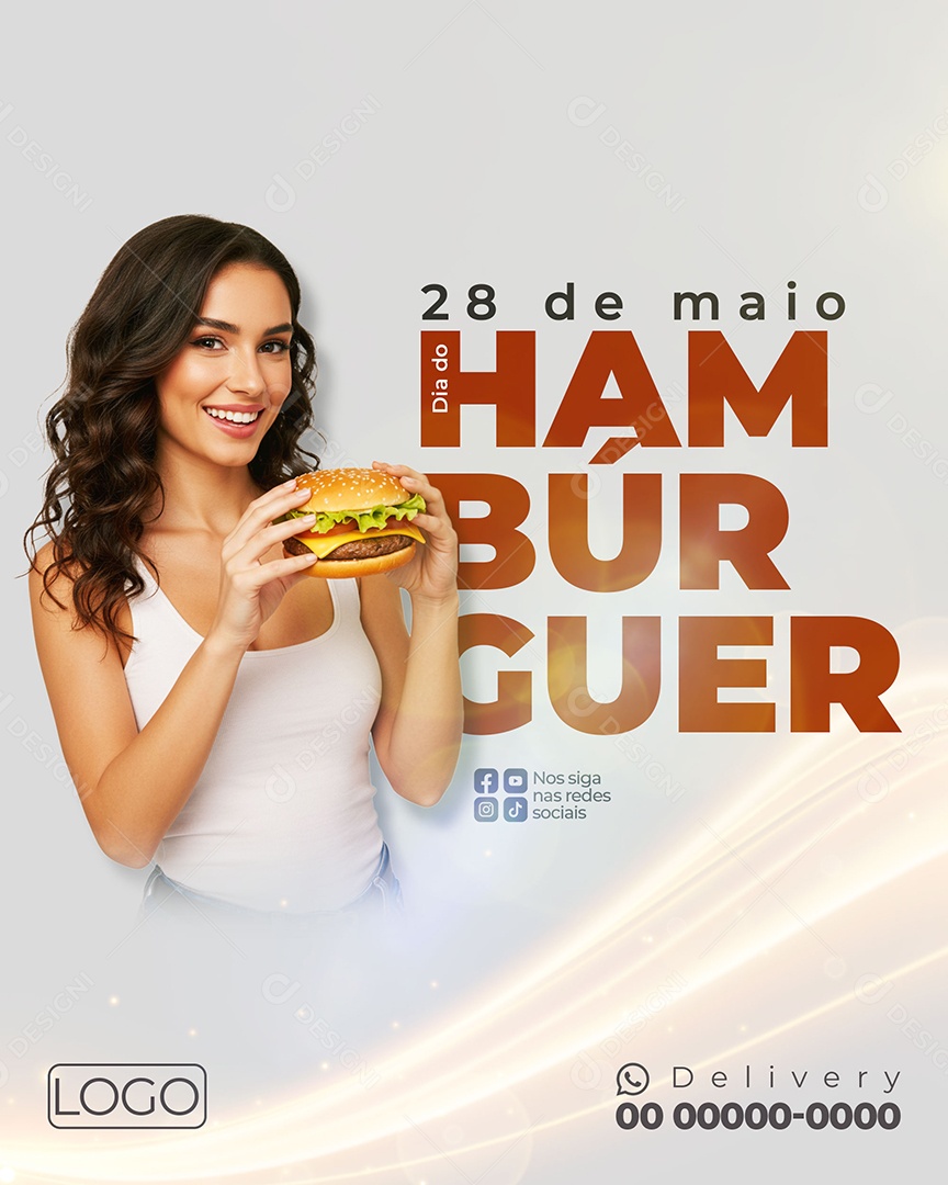 Feliz Dia do Hambúrguer 28 de Maio Social Media PSD Editável