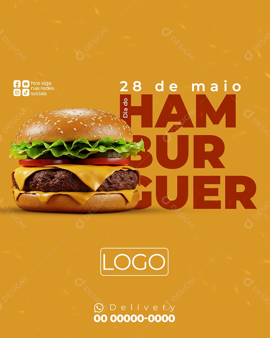 Feliz Dia do Hambúrguer 28 de Maio Social Media PSD Editável