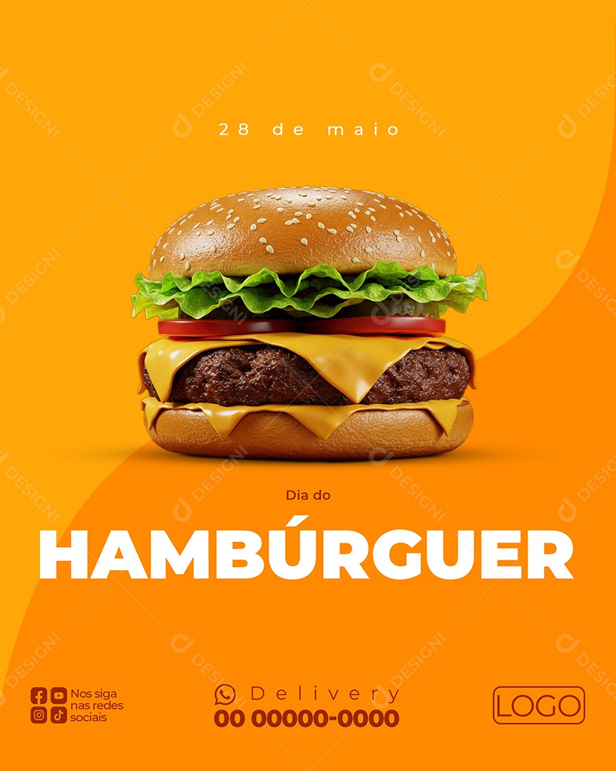 Feliz Dia do Hambúrguer 28 de Maio Social Media PSD Editável