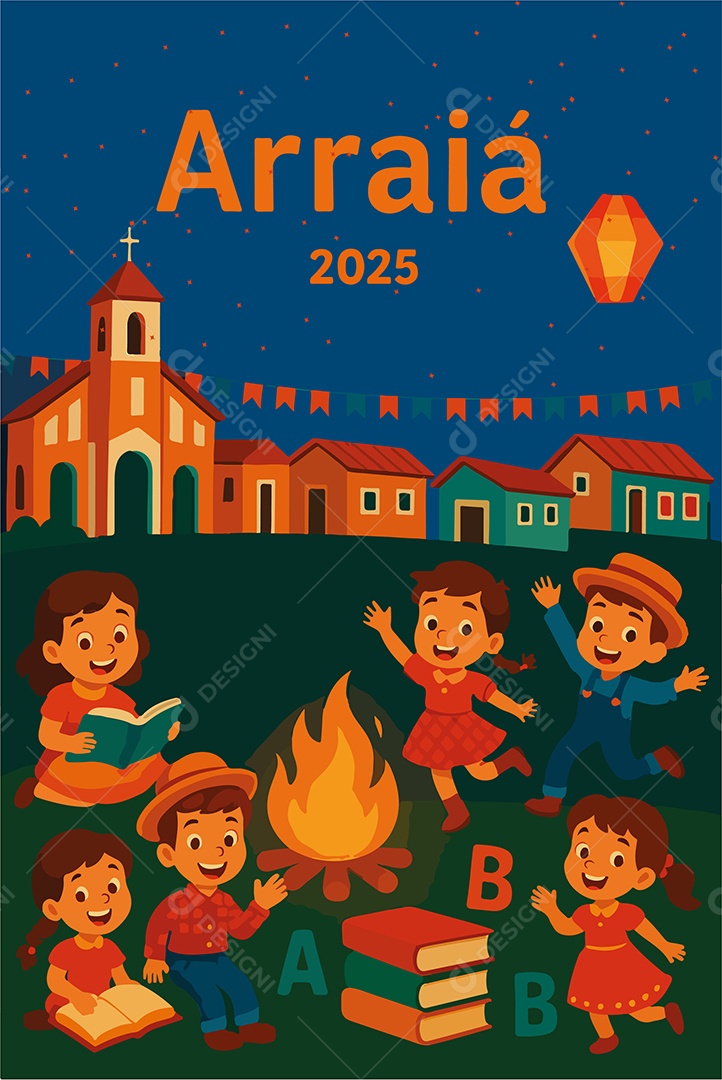Arraiá Escolar 2025 Ilustração Vetor EPS