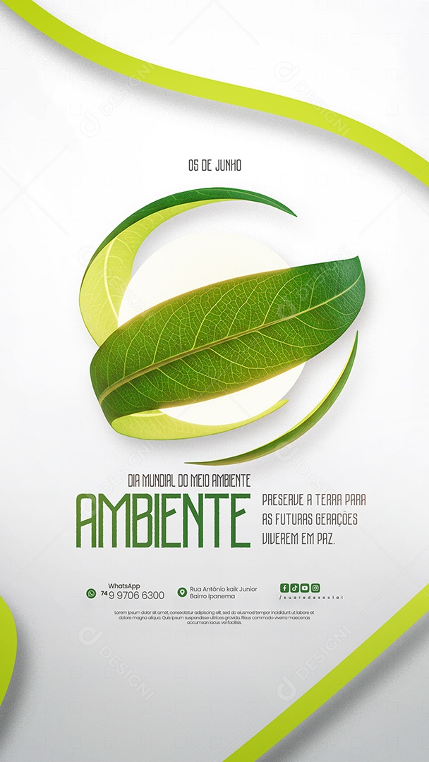 05 de Junho Dia Mundial do Meio Ambiente Social Media PSD Editável