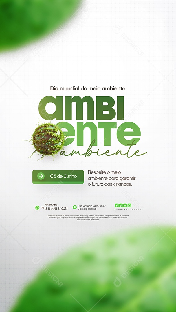 05 de Junho Dia Mundial do Meio Ambiente Social Media PSD Editável