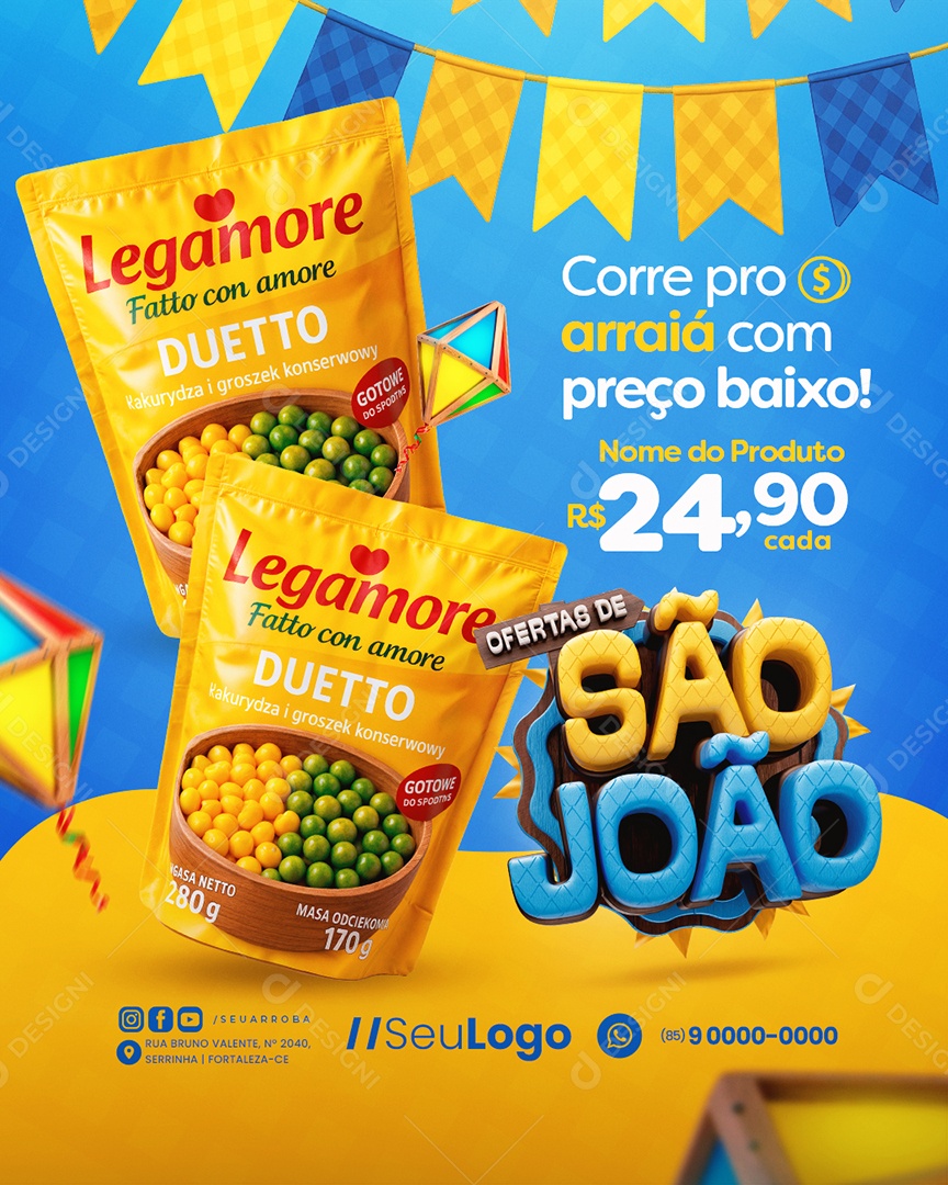 Ofertas De São João Supermercado Correp Pro Arraiá com Preço Baixo Social Media PSD Editável