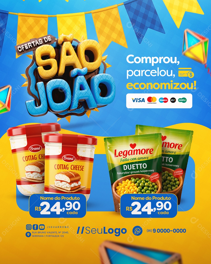 Ofertas De São João Supermercado Comprou Parcelou Social Media PSD Editável