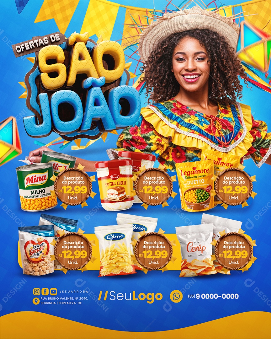 Ofertas De São João Supermercado Produtos Social Media PSD Editável