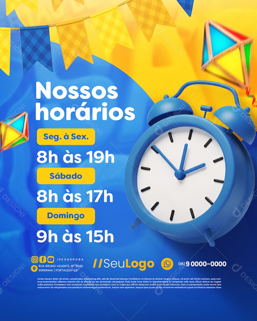 Ofertas De São João Supermercado Nossos Horários Social Media PSD Editável