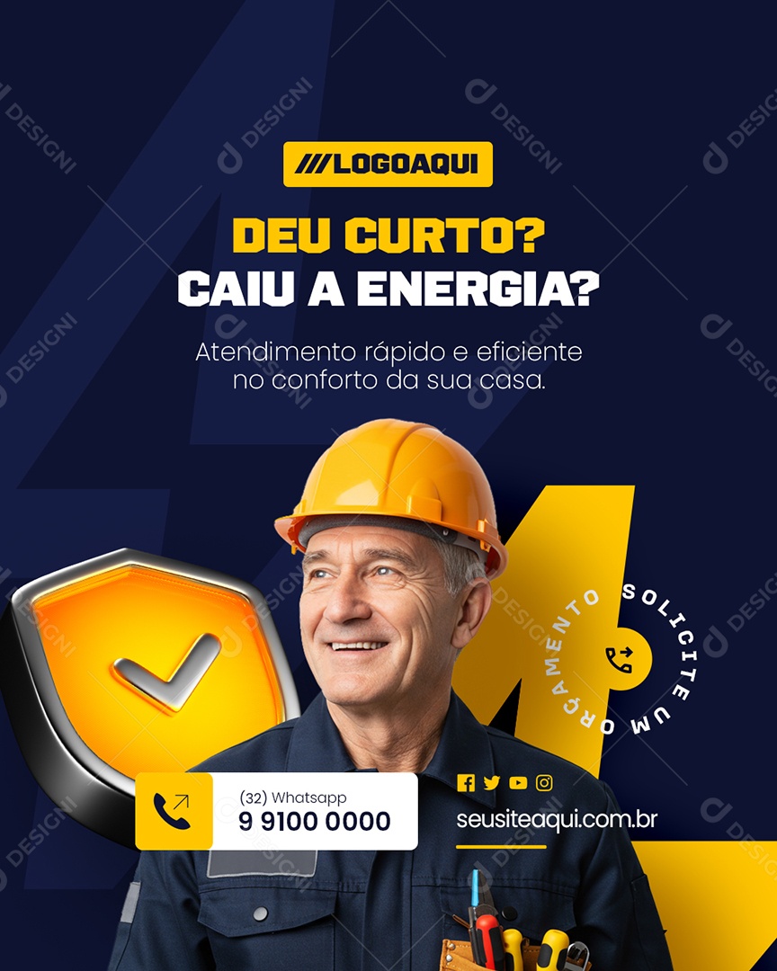 Eletricista Deu Curto Caiu A Energia Social Media PSD Editável