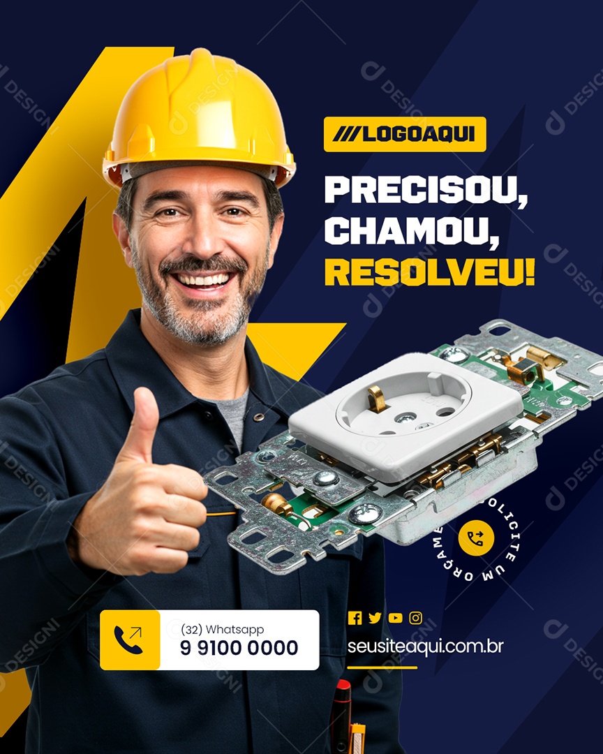 Eletricista Precisou Chamou Resolveu Social Media PSD Editável