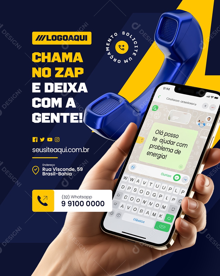 Eletricista Chama No Zap Social Media PSD Editável