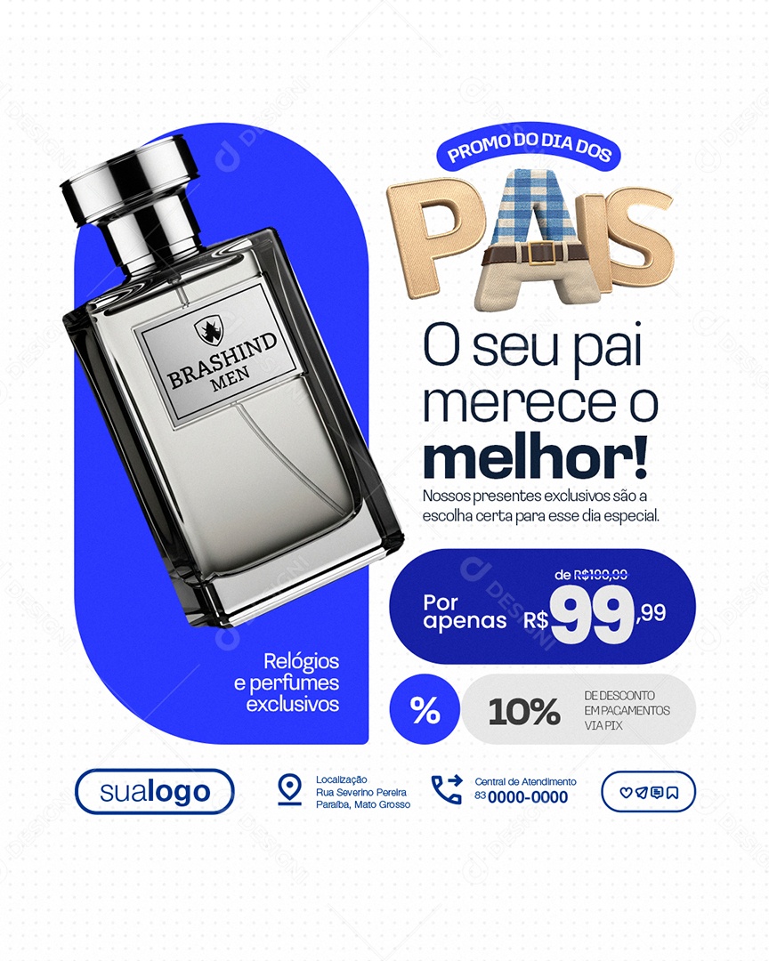 Promo Do Dia Dos Pais Presentes Relógios e Perfumes Exclusivos Social Media PSD Editável