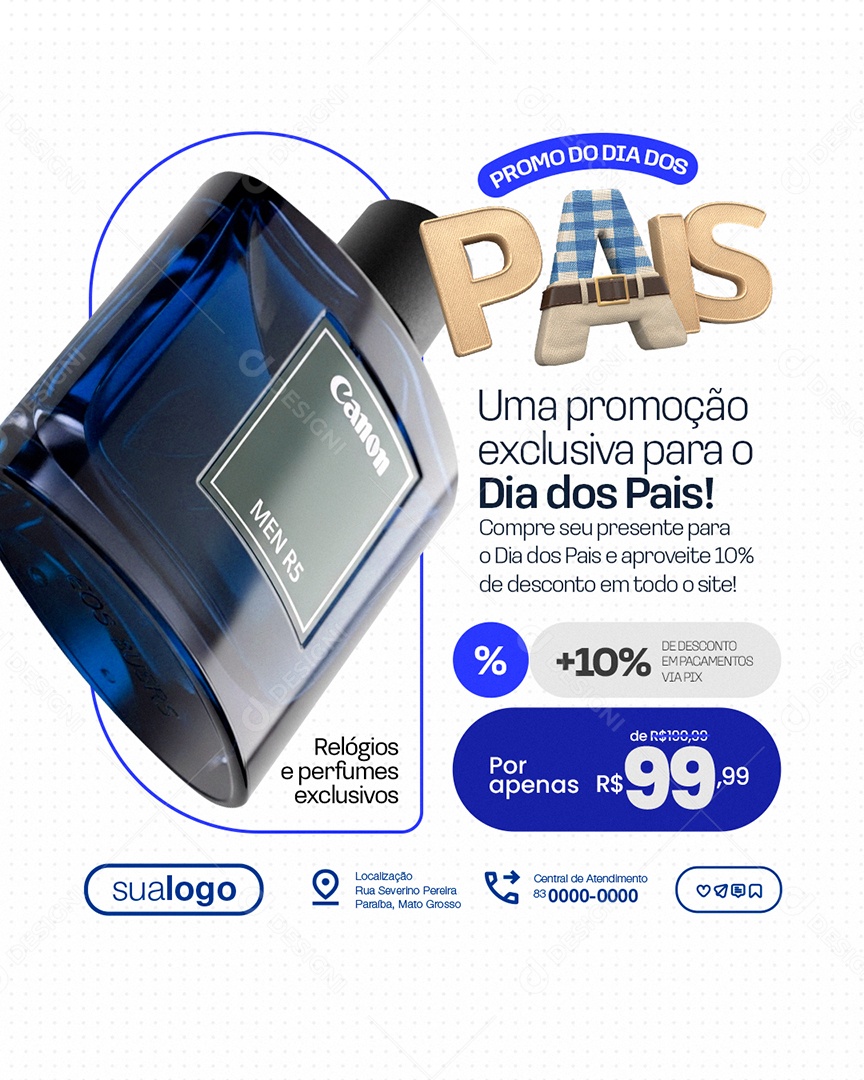 Promo Do Dia Dos Pais Presentes Perfume Uma Promoção Exclusiva Social Media PSD Editável