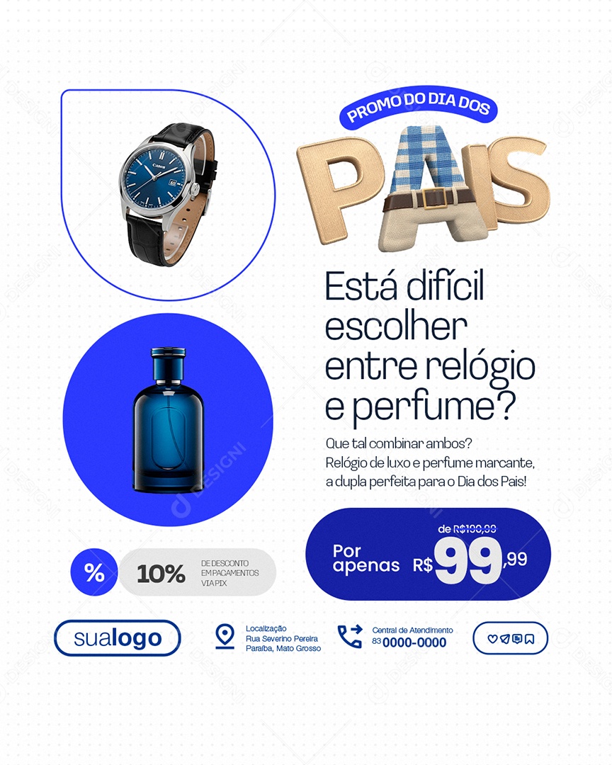 Promo Do Dia Dos Pais Presentes Relógio Perfume Está Difícil Escolher Social Media PSD Editável