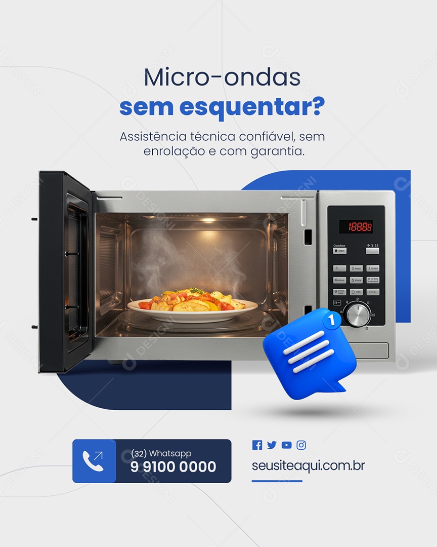 Técnico Microondas Sem Esquentar Social Media PSD Editável