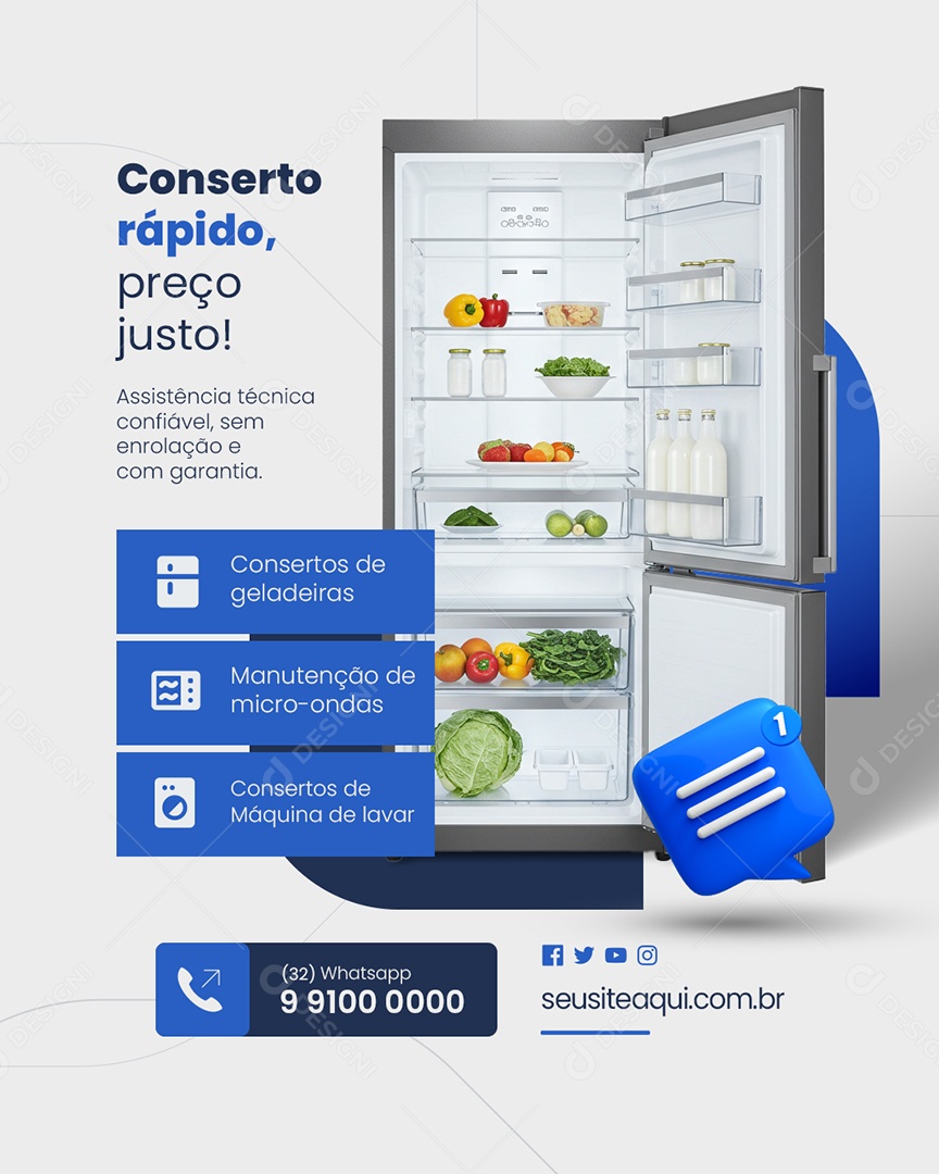 Técnico Conserto Rápido Preço Justo Social Media PSD Editável