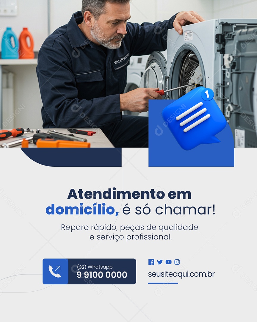 Técnico Atendimento em Domicílio é Só Chamar Social Media PSD Editável