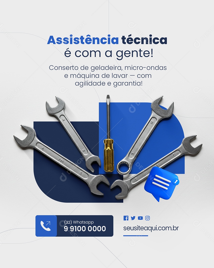 Técnico Assistência Técnica é Com A Gente Conserto Social Media PSD Editável