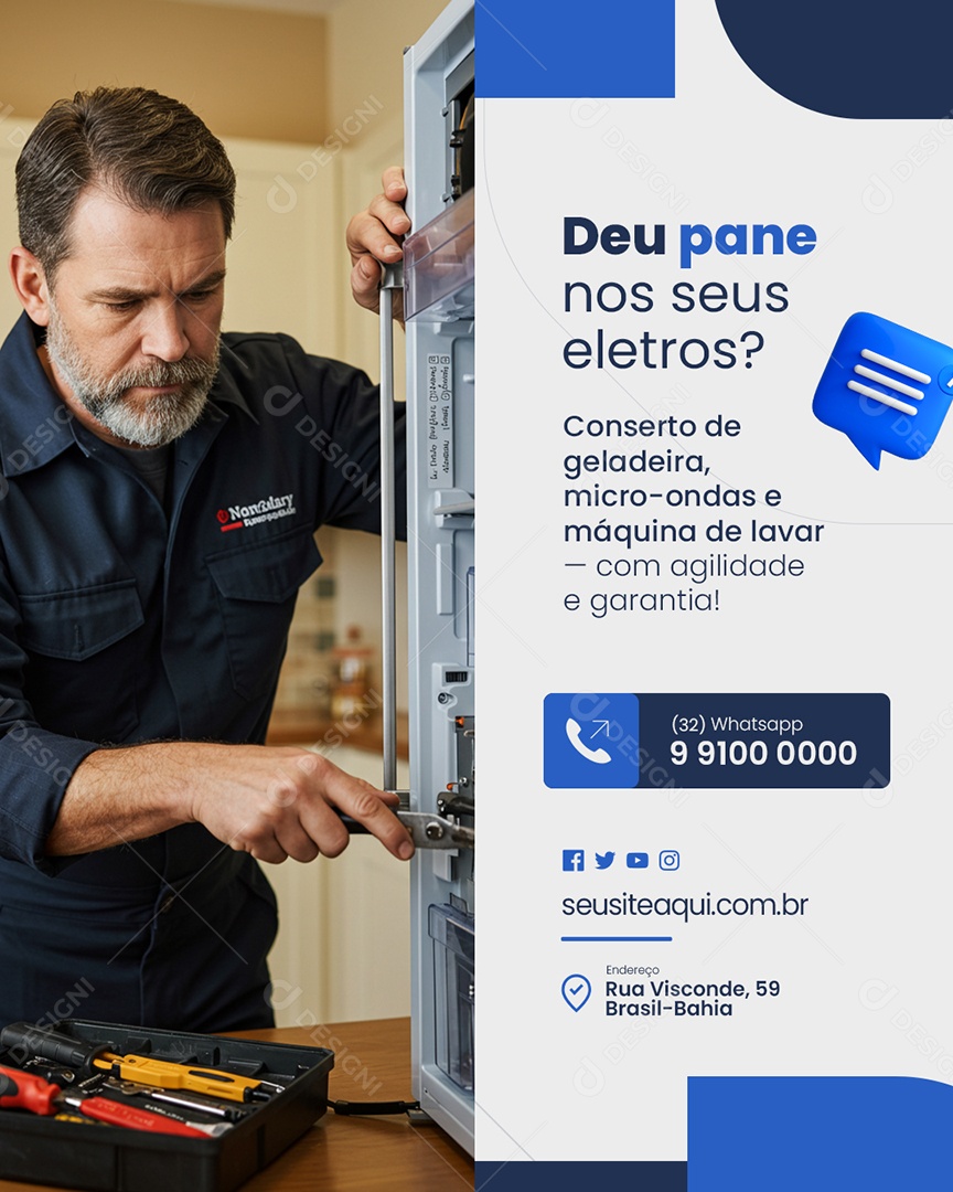 Técnico Deu Pane Nos Seus Eletros Social Media PSD Editável