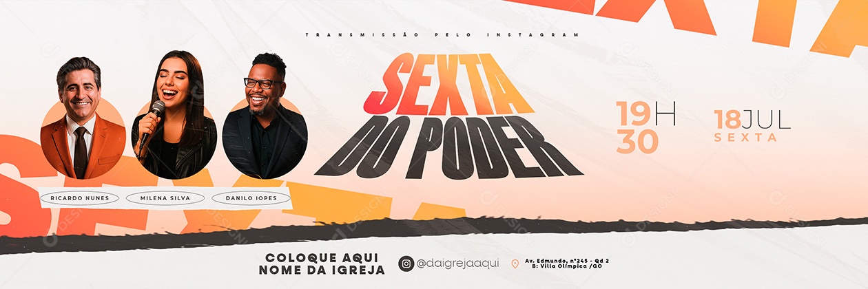 Carrossel Flyer Gospel Sexta Do Poder Social Media PSD Editável