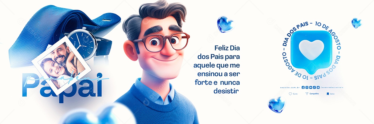 Carrossel Feliz Dia Dos Pais 10 de Agosto Social Media PSD Editável