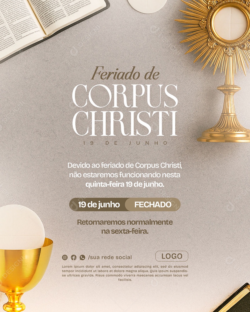 Dia de Corpus Christi 19 de Junho Social Media PSD Editável