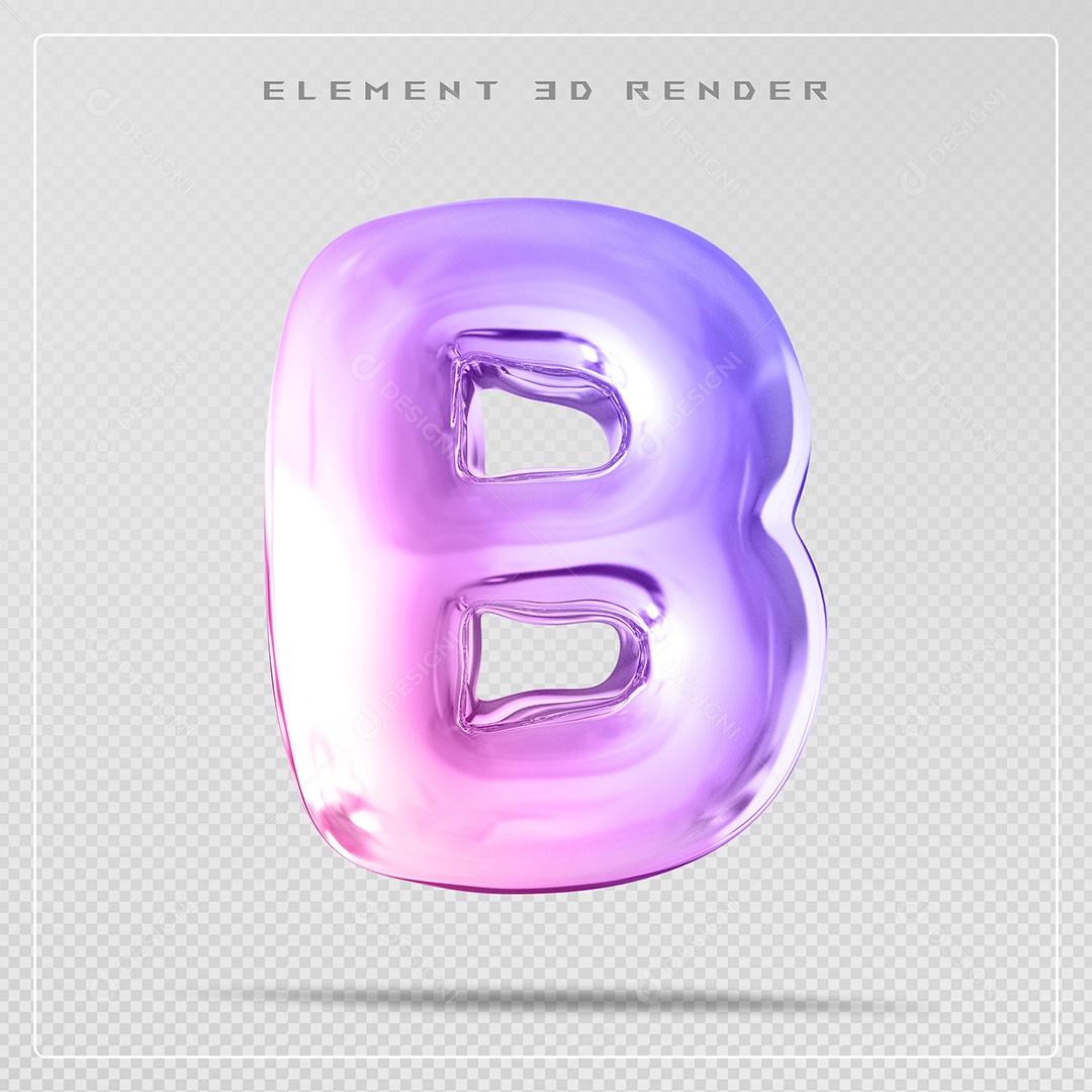 Elemento 3D Letra B Colorido Para Composição PSD