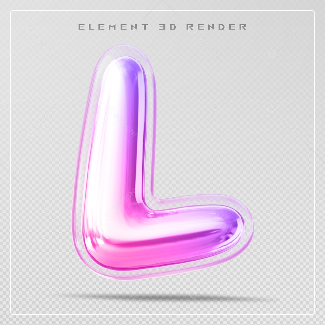 Elemento 3D Letra L Colorido Para Composição PSD
