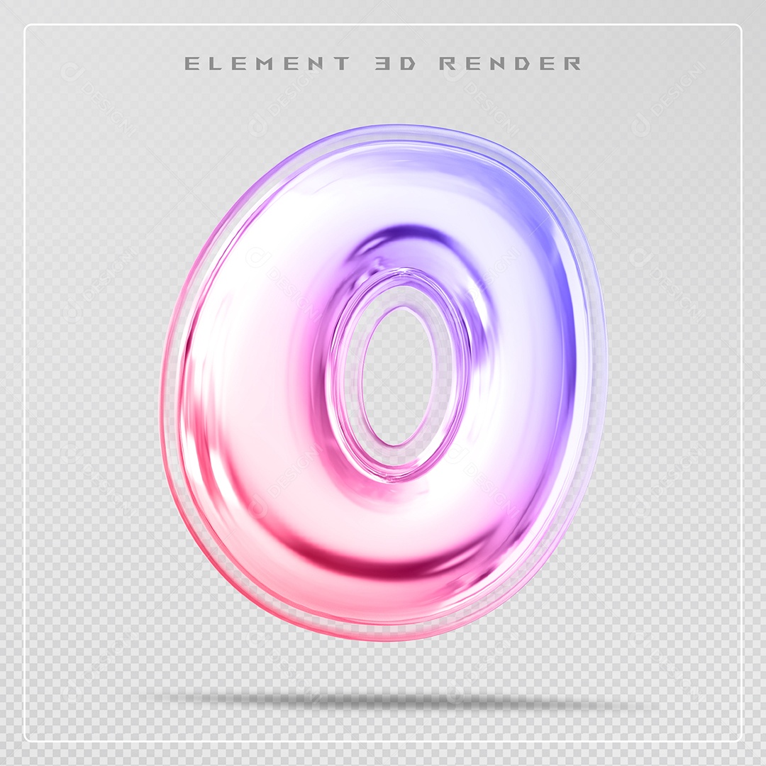 Elemento 3D Letra o Colorido Para Composição PSD