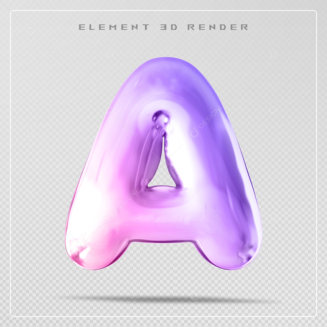 Elemento 3D Letra H Colorido Para Composição PSD